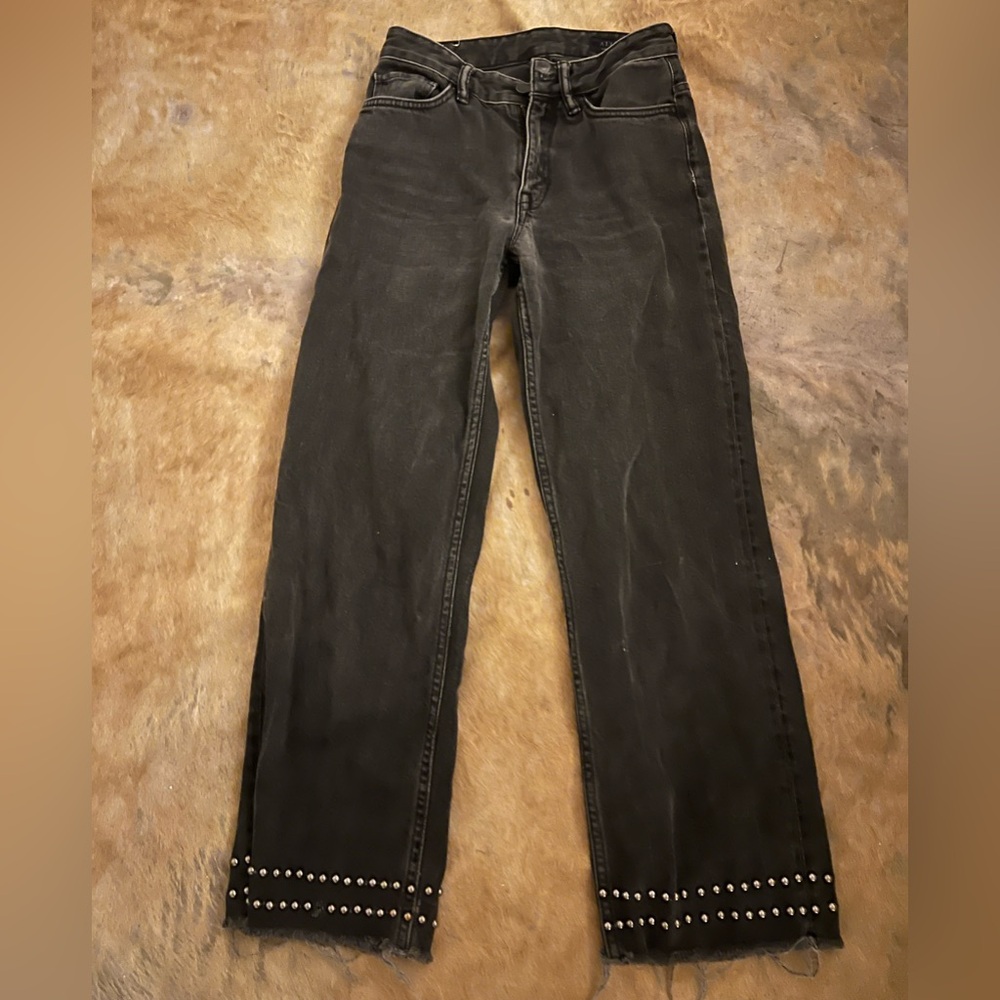 All Saints Ava black metal studded jeans